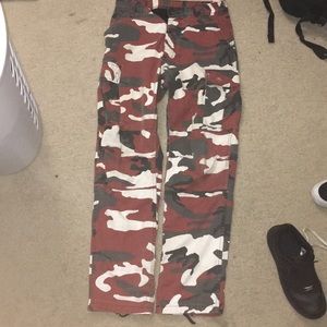 Red camo pants